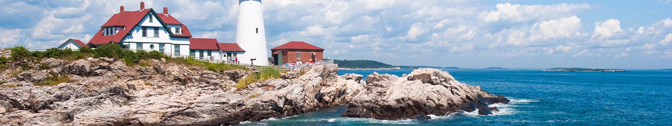 Water on the coast of maine hitting the rocks